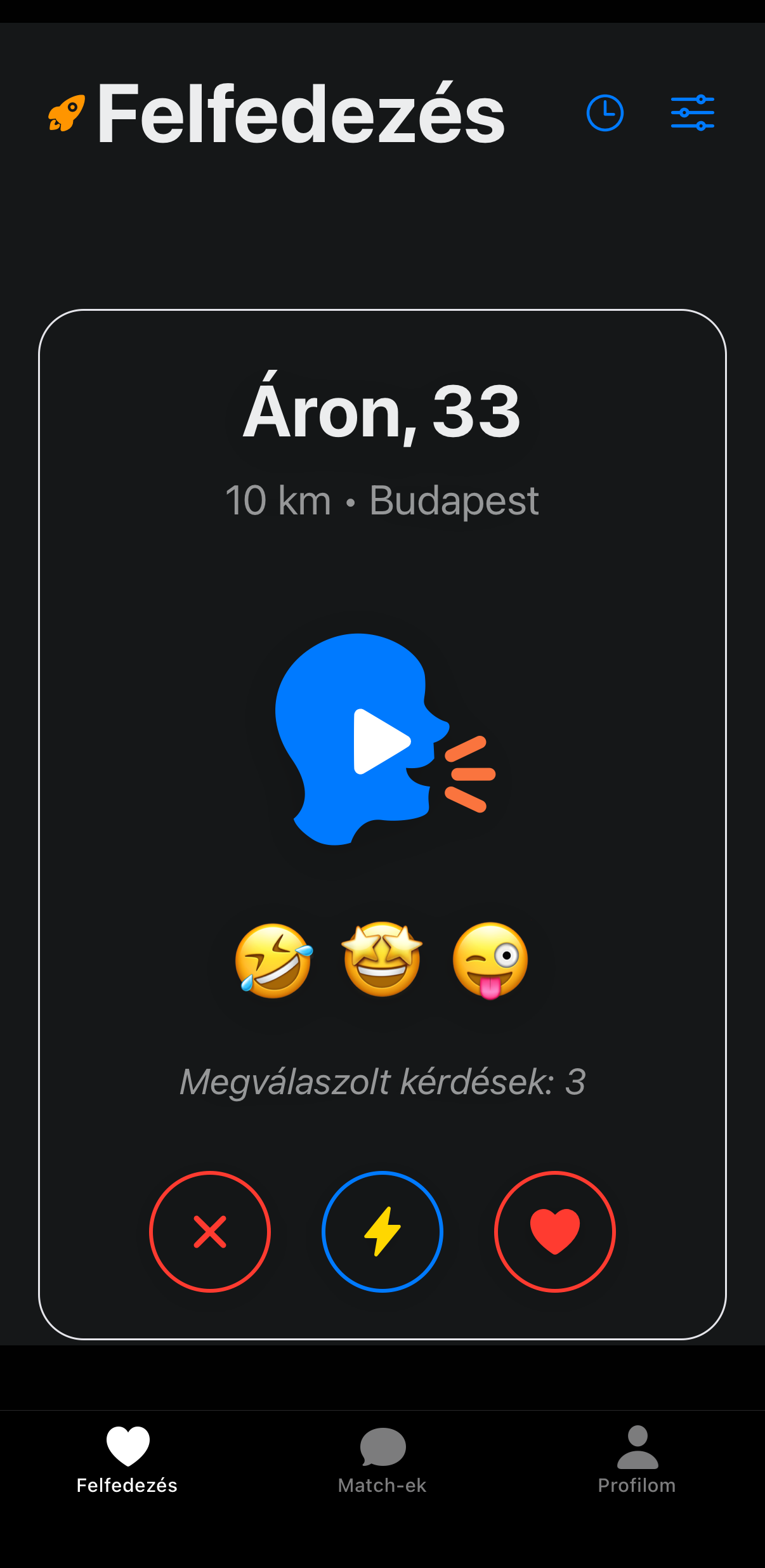 Soundate app - Áron profil